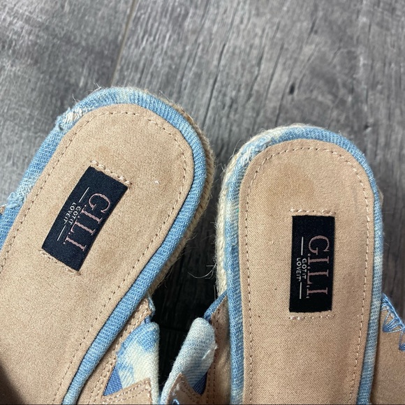 G.I.L.I. Denim bleach distressed 90s y2k style wedge heels size 6.5 - Picture 3 of 8